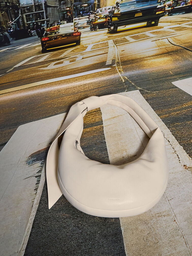 Toni Knotted Crescent Hobo Bag, Chalk, hi-res