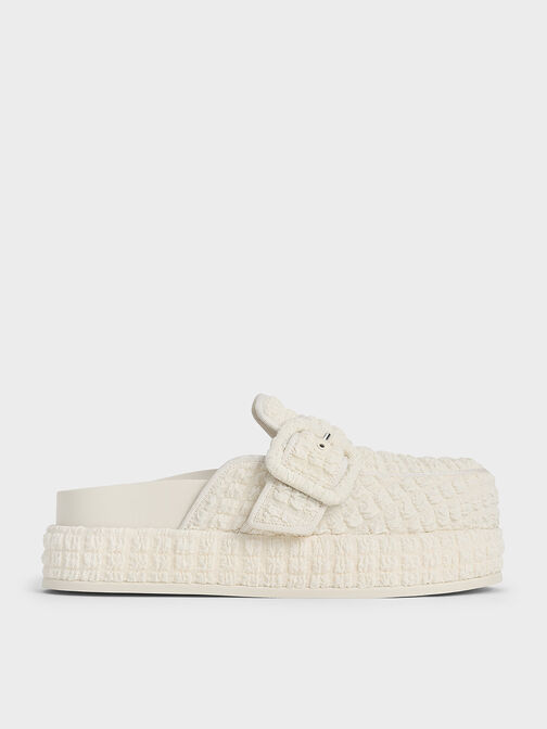 Loren Textured Flatform Mules, Chalk, hi-res