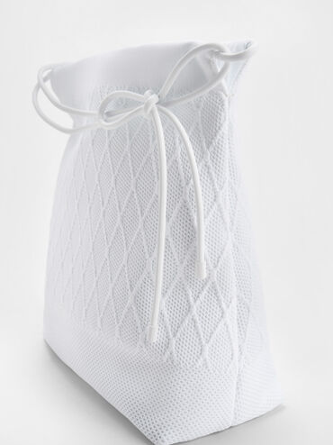 Genoa Bow-Tie Knitted Bag, White, hi-res