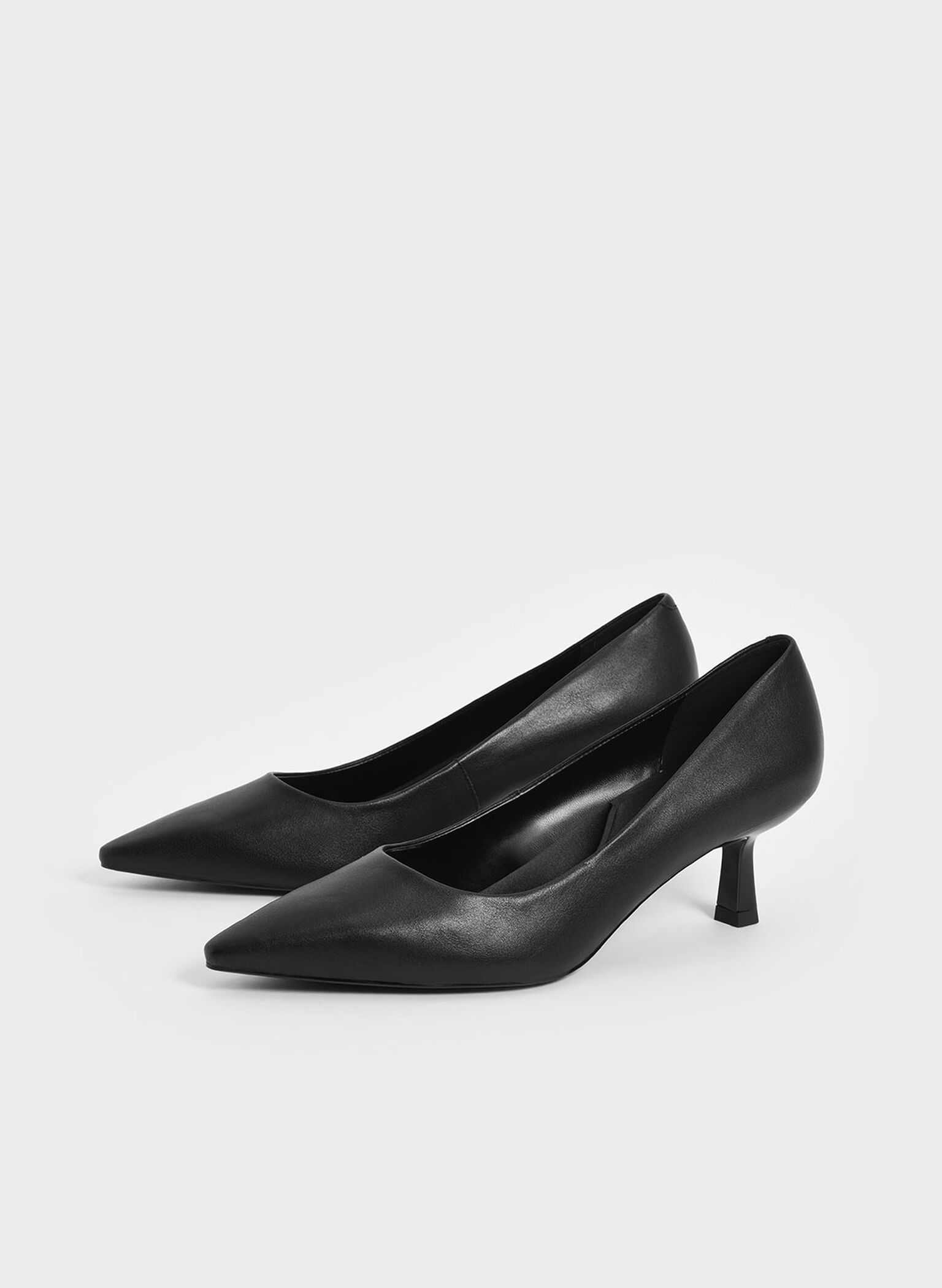 Emmy Pointed Kitten Heel Pumps, Black, hi-res