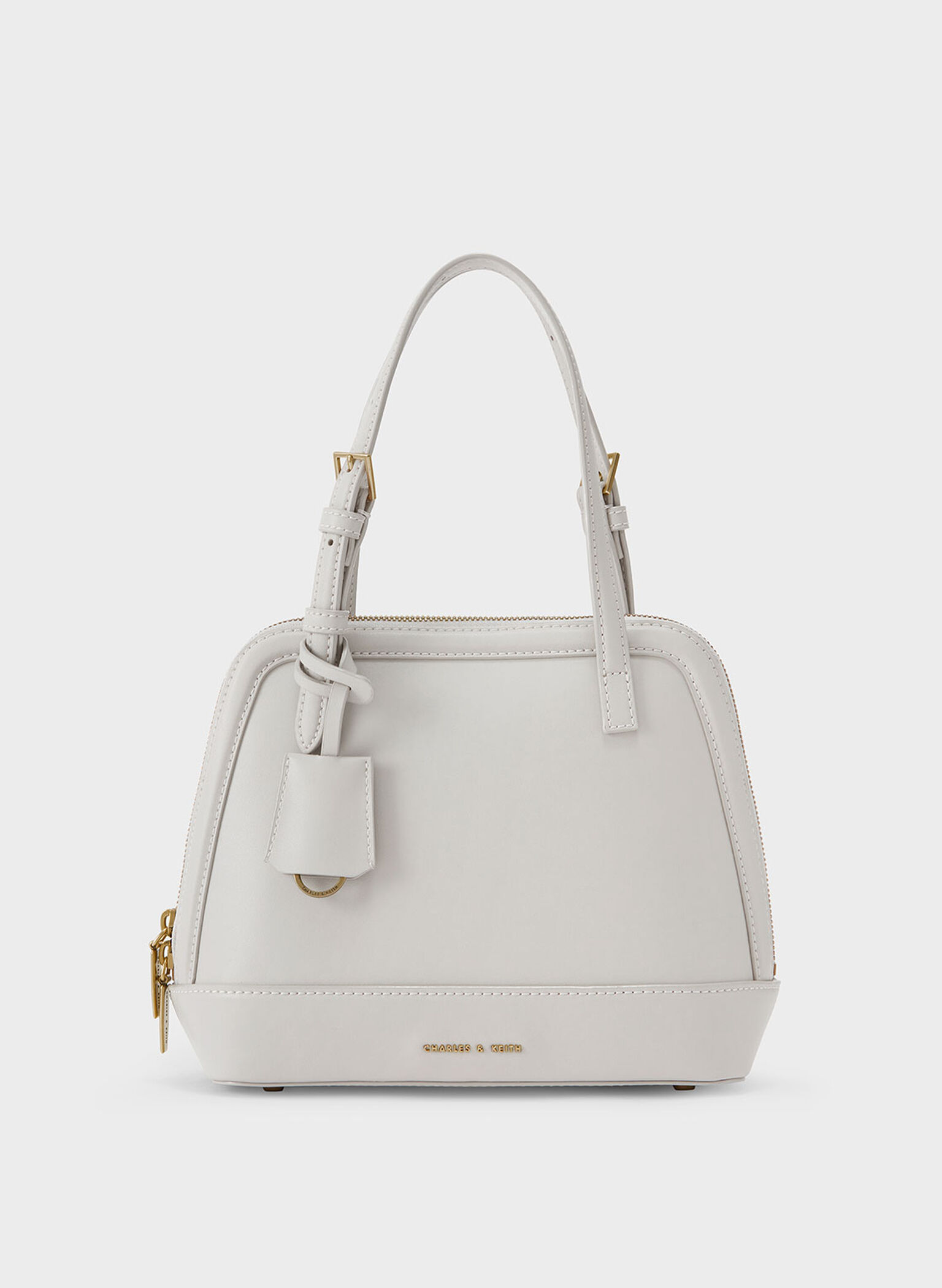 Enola Double Handle Structured Bag, Light Grey, hi-res