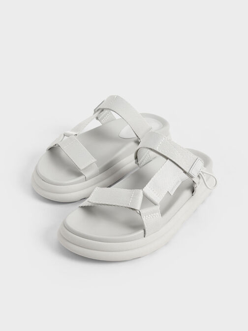 Polyester Velcro Strap Sports Sandals, Chalk, hi-res