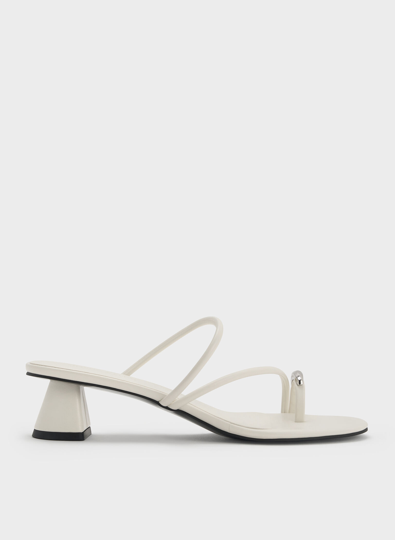 Metallic-Accent Strappy Toe-Ring Heeled Sandals, Chalk, hi-res