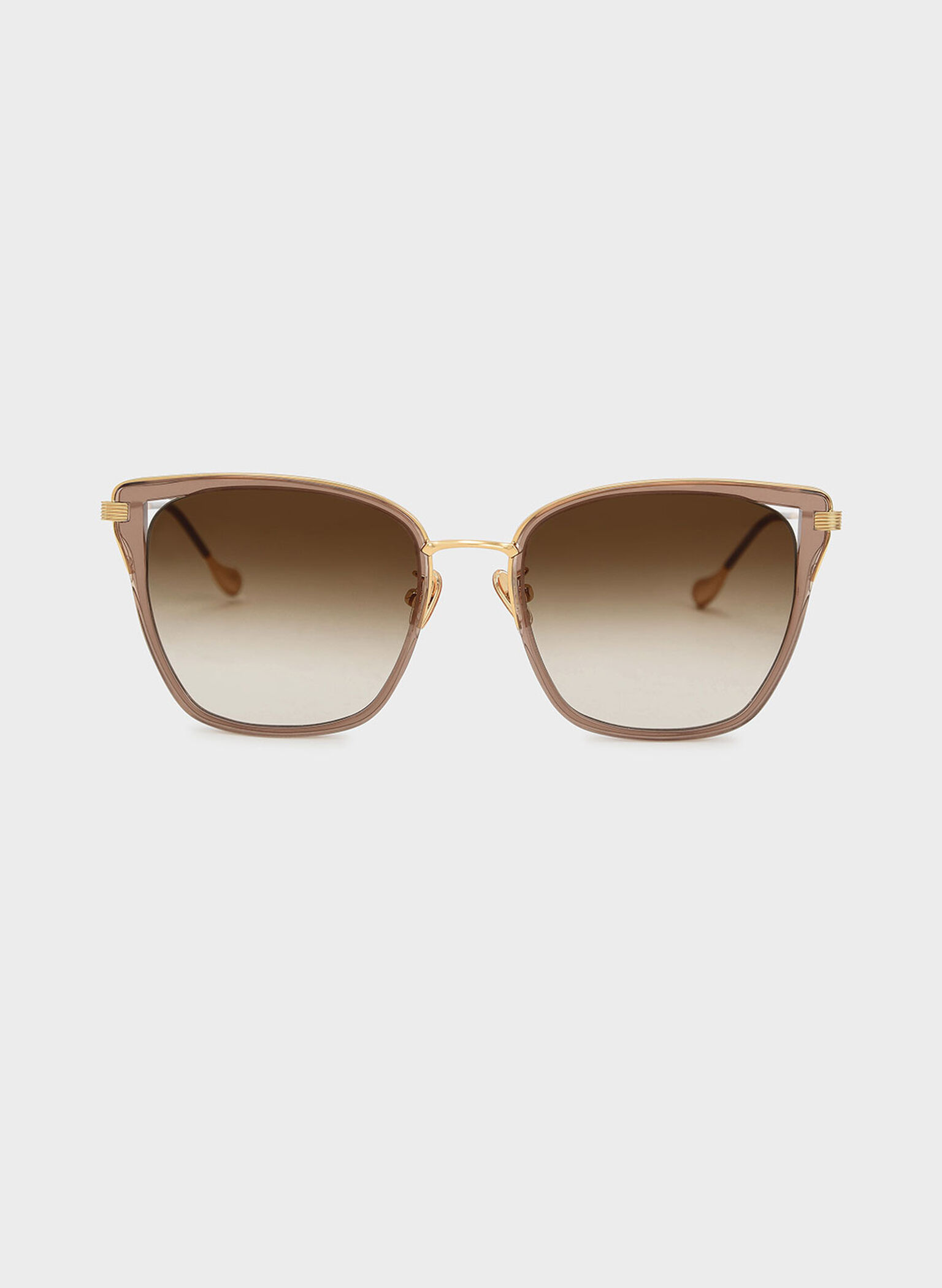Recycled Acetate Wire-Frame Butterfly Sunglasses, Taupe, hi-res