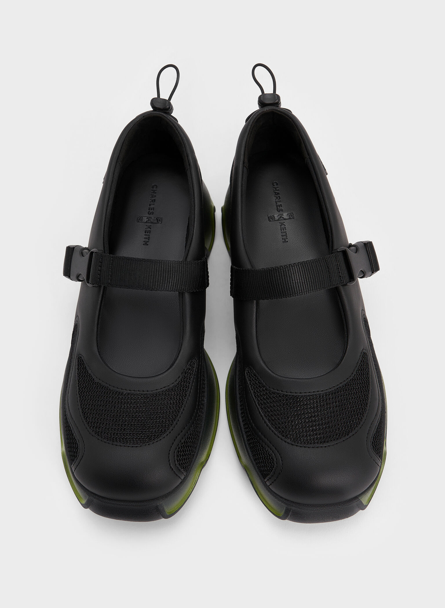 Mesh Gradient Wave Mary Jane Sneakers, Black, hi-res
