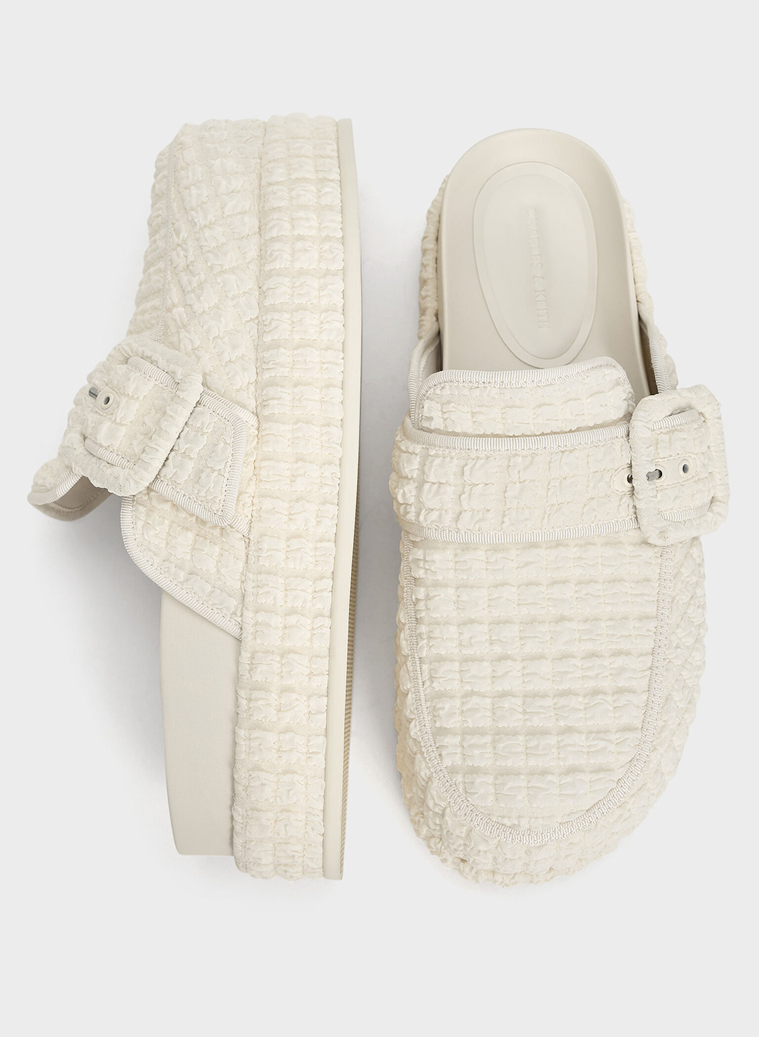 Loren Textured Flatform Mules, Chalk, hi-res