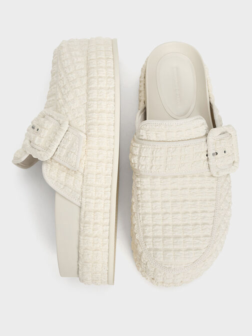 Loren Textured Flatform Mules, Chalk, hi-res