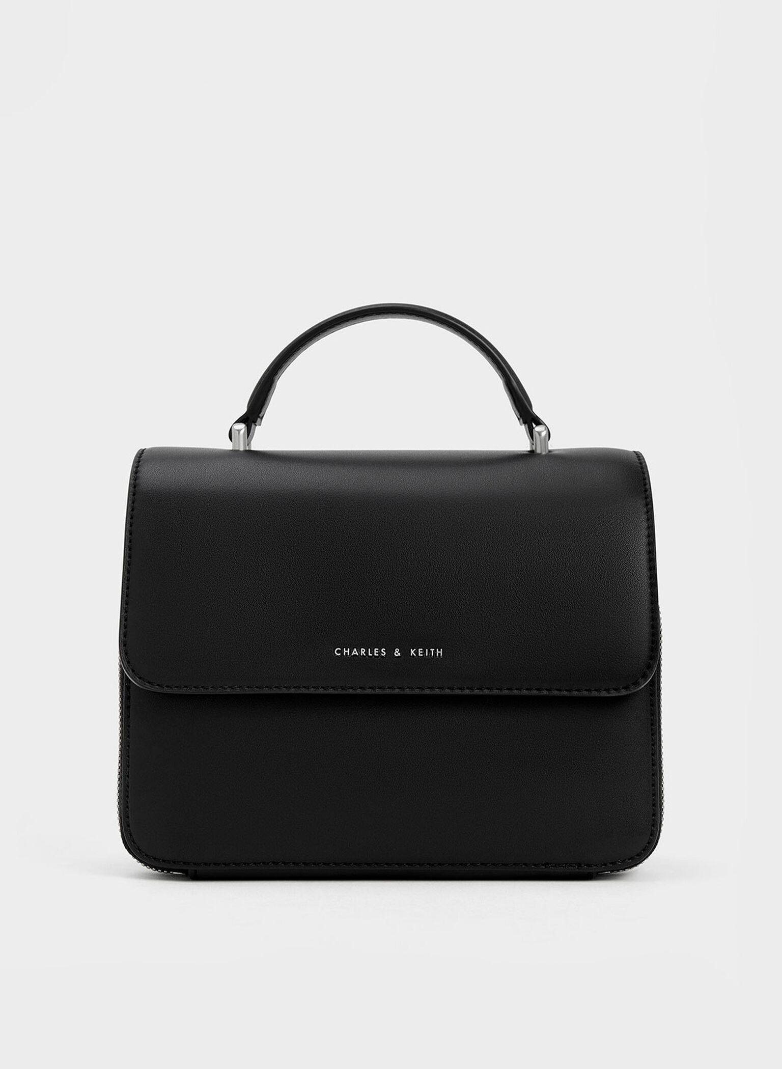 Front Flap Top Handle Bag, Noir, hi-res