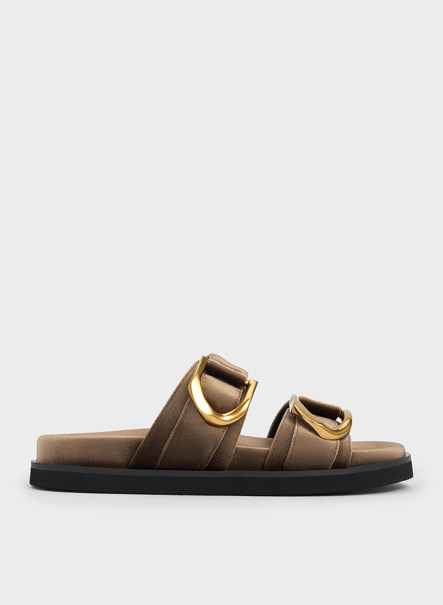 Gabine Velvet Buckle Sandals, Brown, hi-res