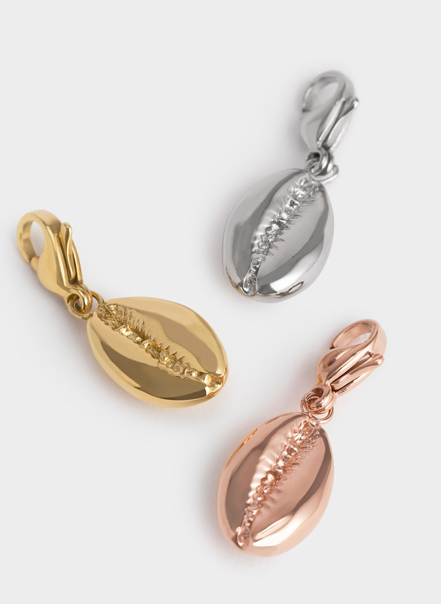 Cowrie Seashell Charm, Rose Gold, hi-res