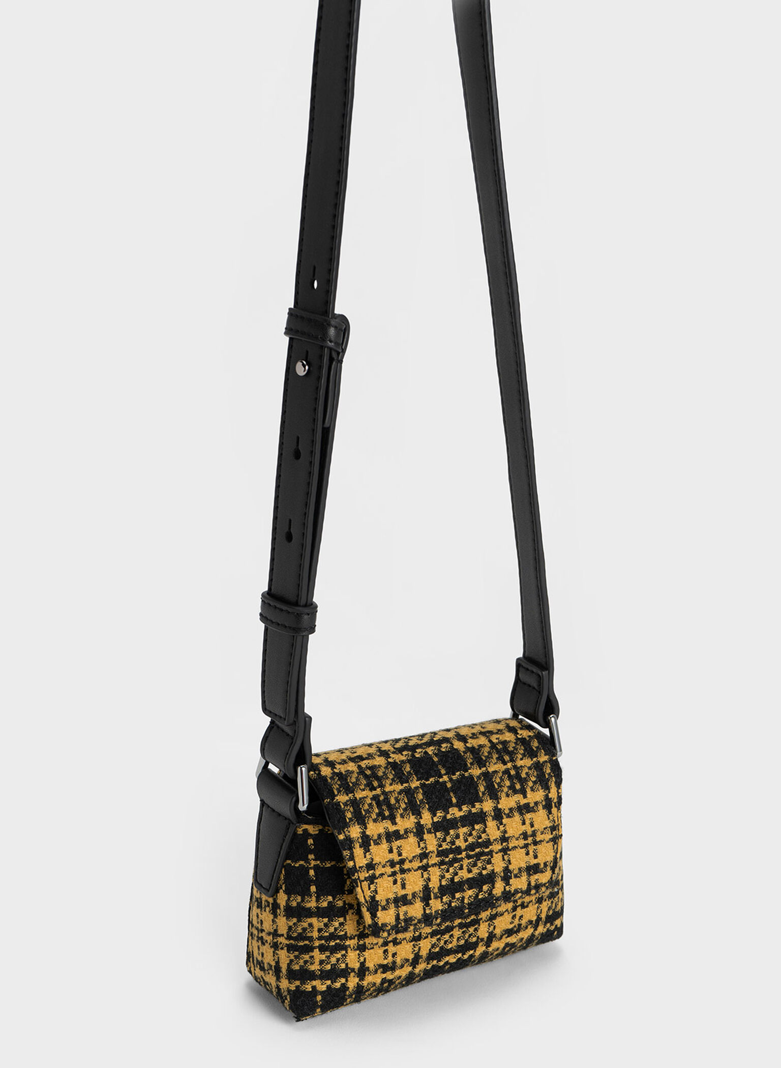 Woven Check-Print Mini Bag, Multi, hi-res