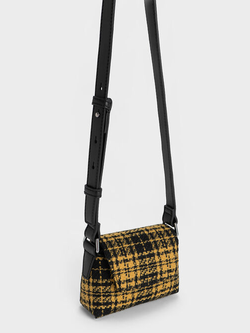 Woven Check-Print Mini Bag, Multi, hi-res