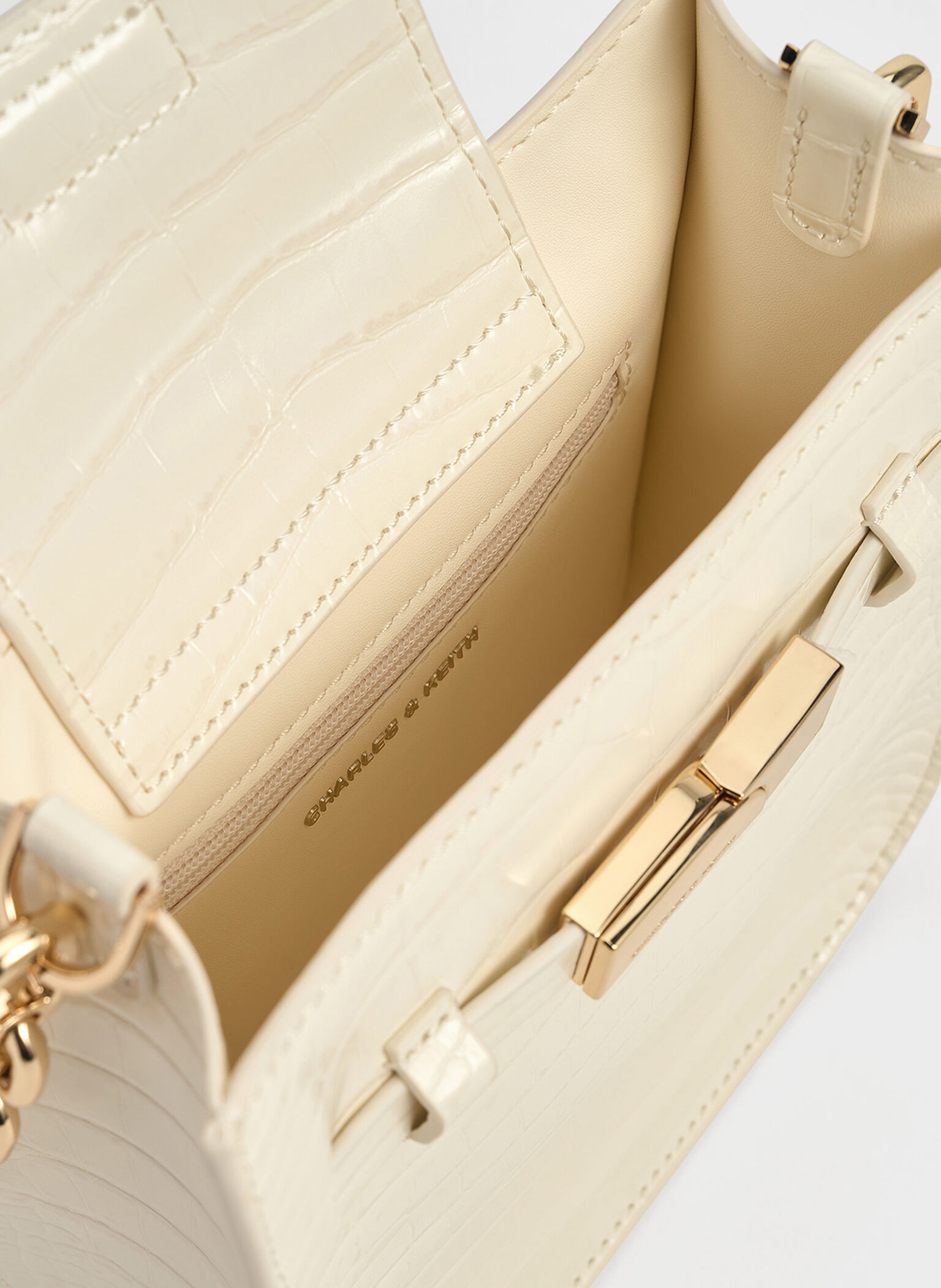 Aurelia Croc-Effect Metallic-Accent Crossbody Bag, Cream, hi-res