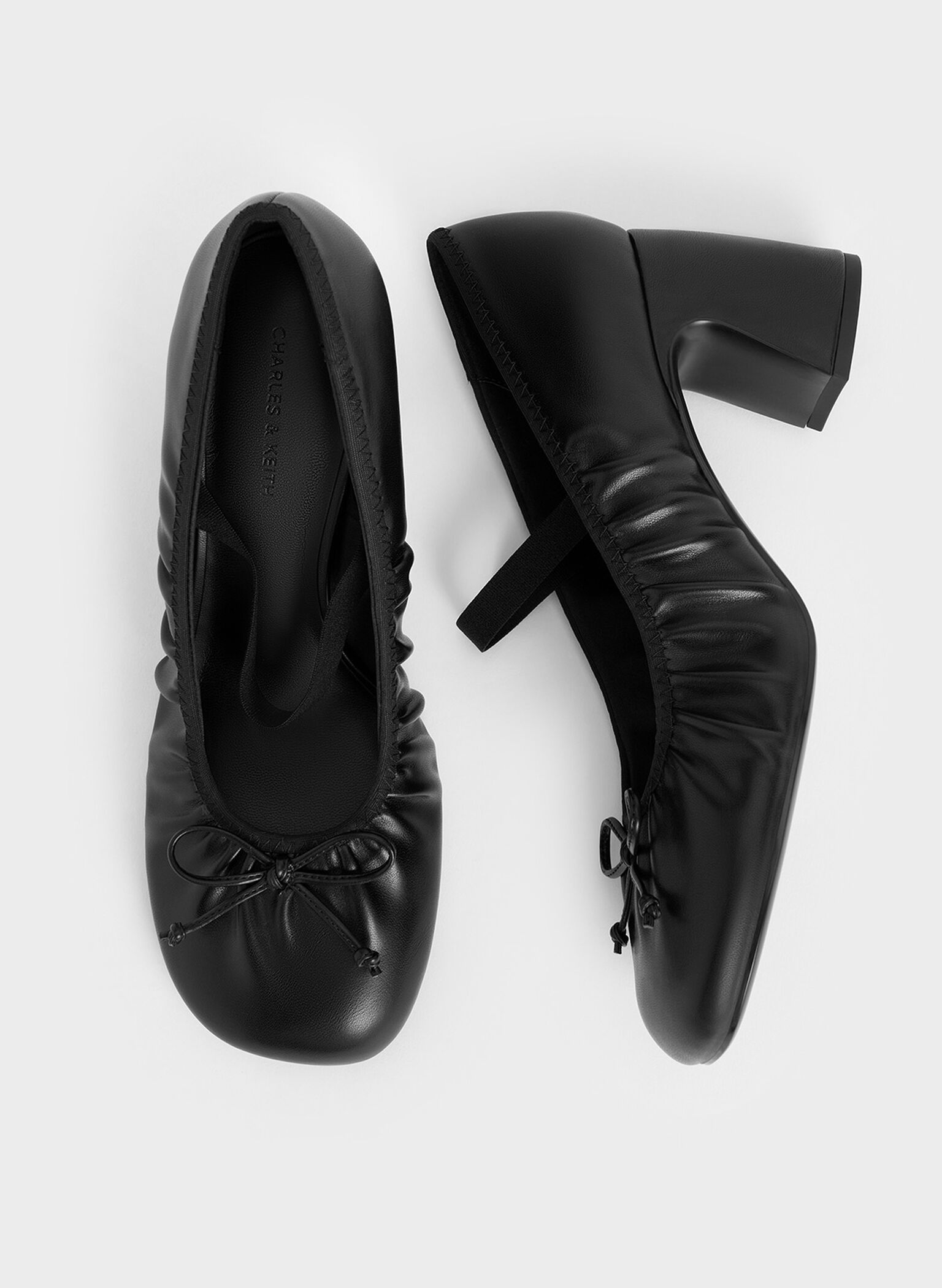 Mino Ruched Mary Jane Pumps, Black, hi-res