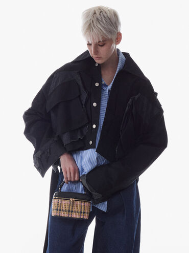 Arwen Tartan Top Handle Vanity Bag, Tartan Straw, hi-res
