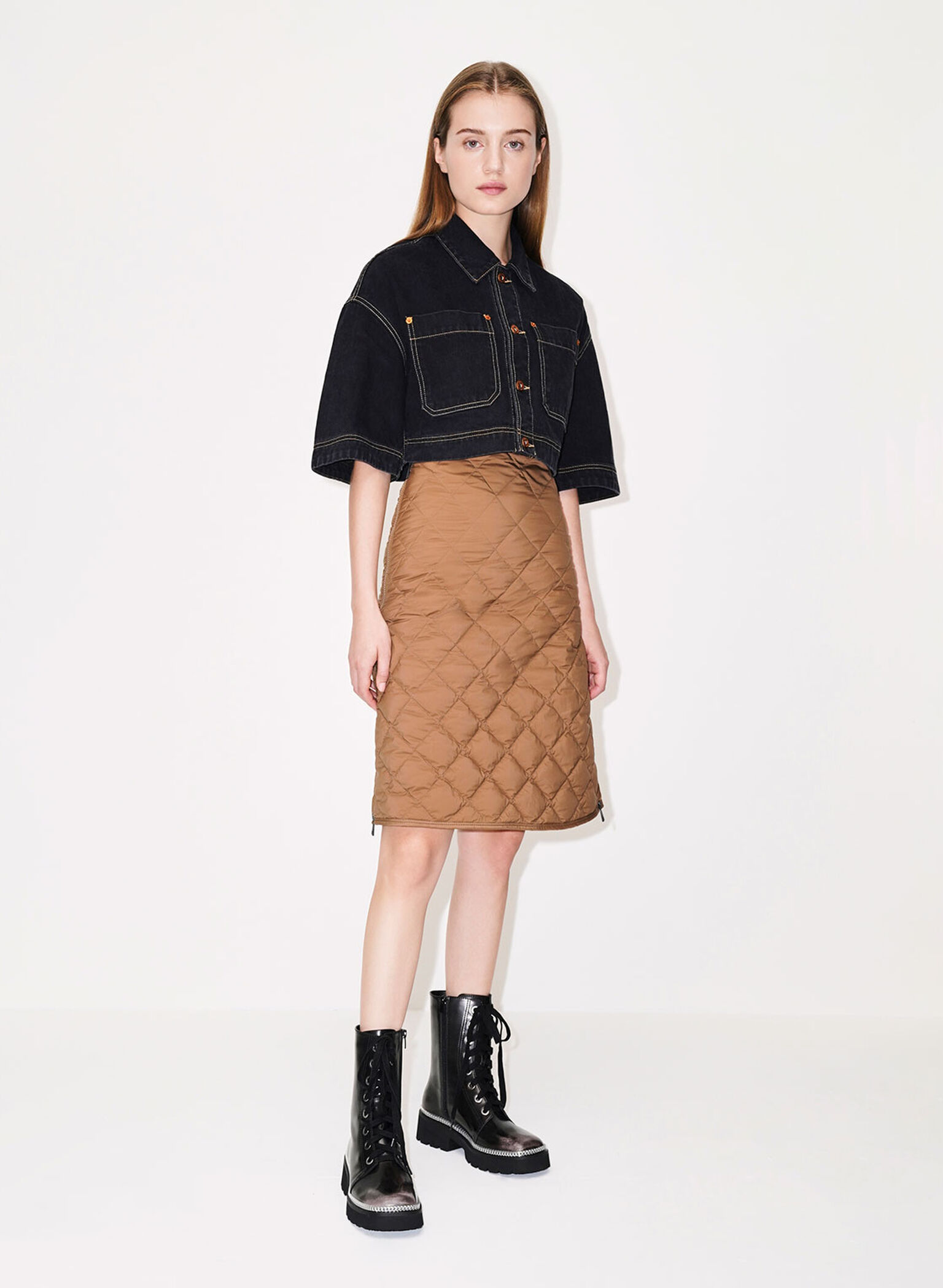 Chain-Trim Lace-Up Boots, Dark Grey, hi-res