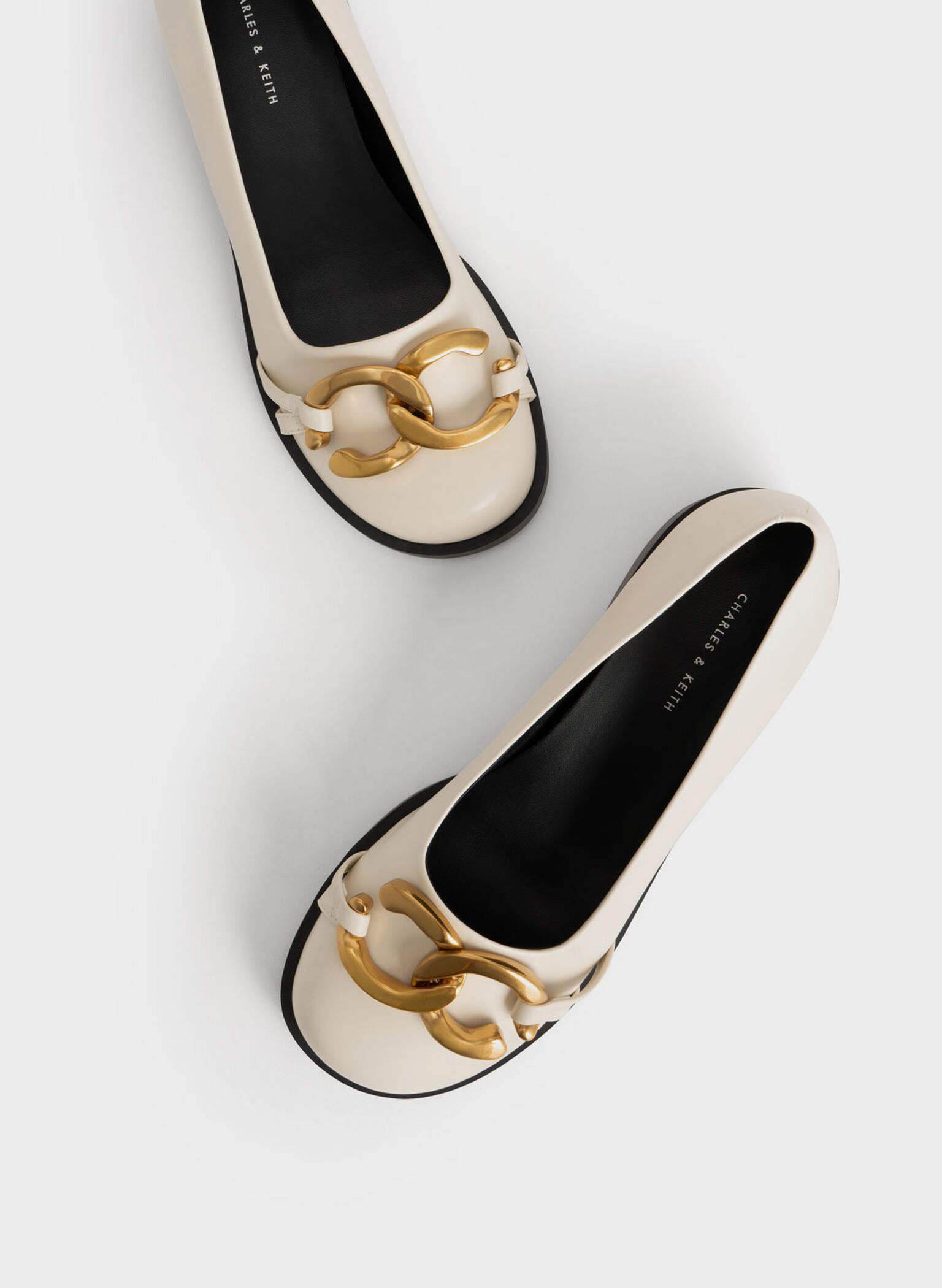 Chunky Metallic Accent Ballerinas, Chalk, hi-res