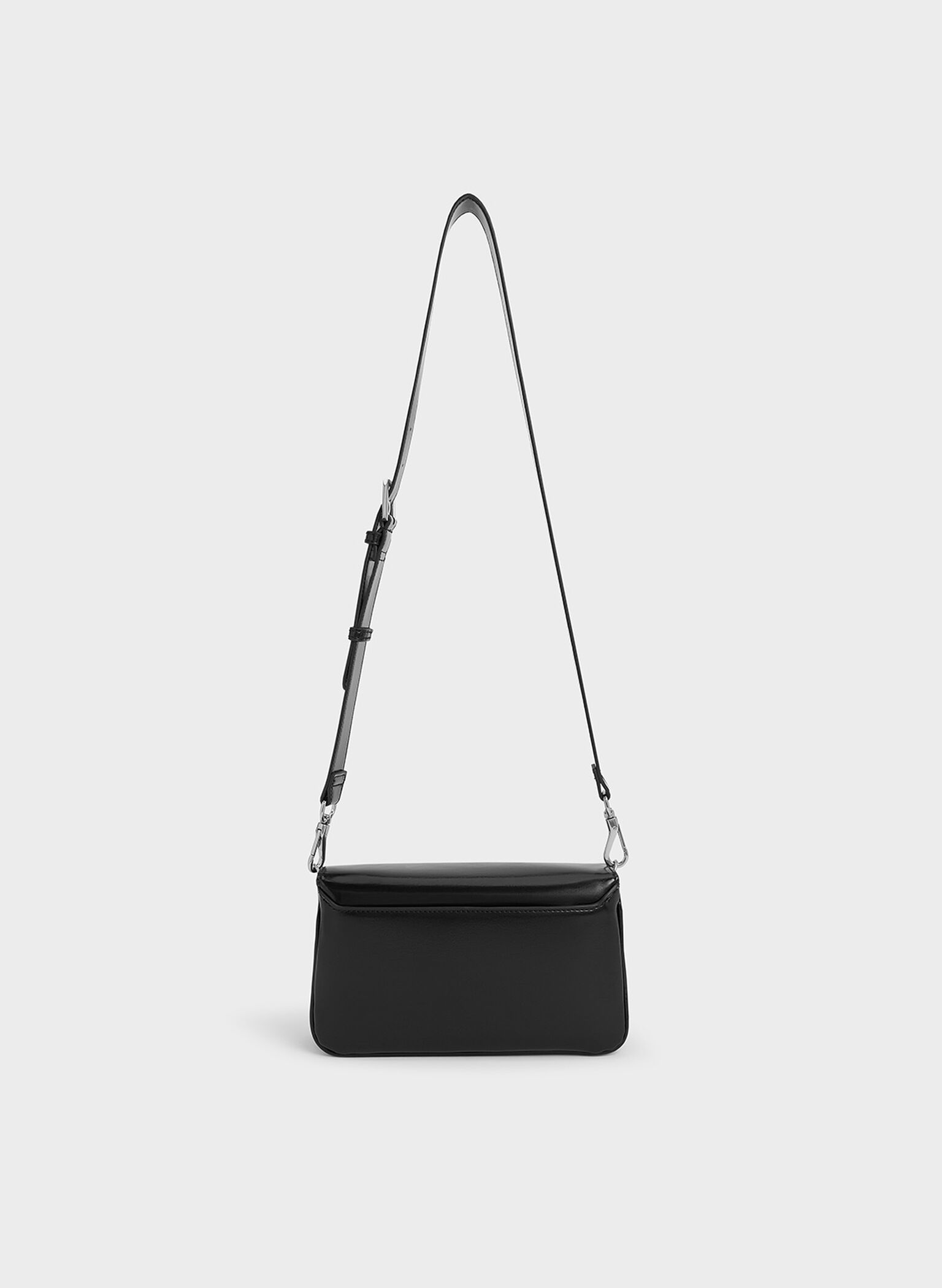 Caia Front Flap Shoulder Bag, Noir, hi-res