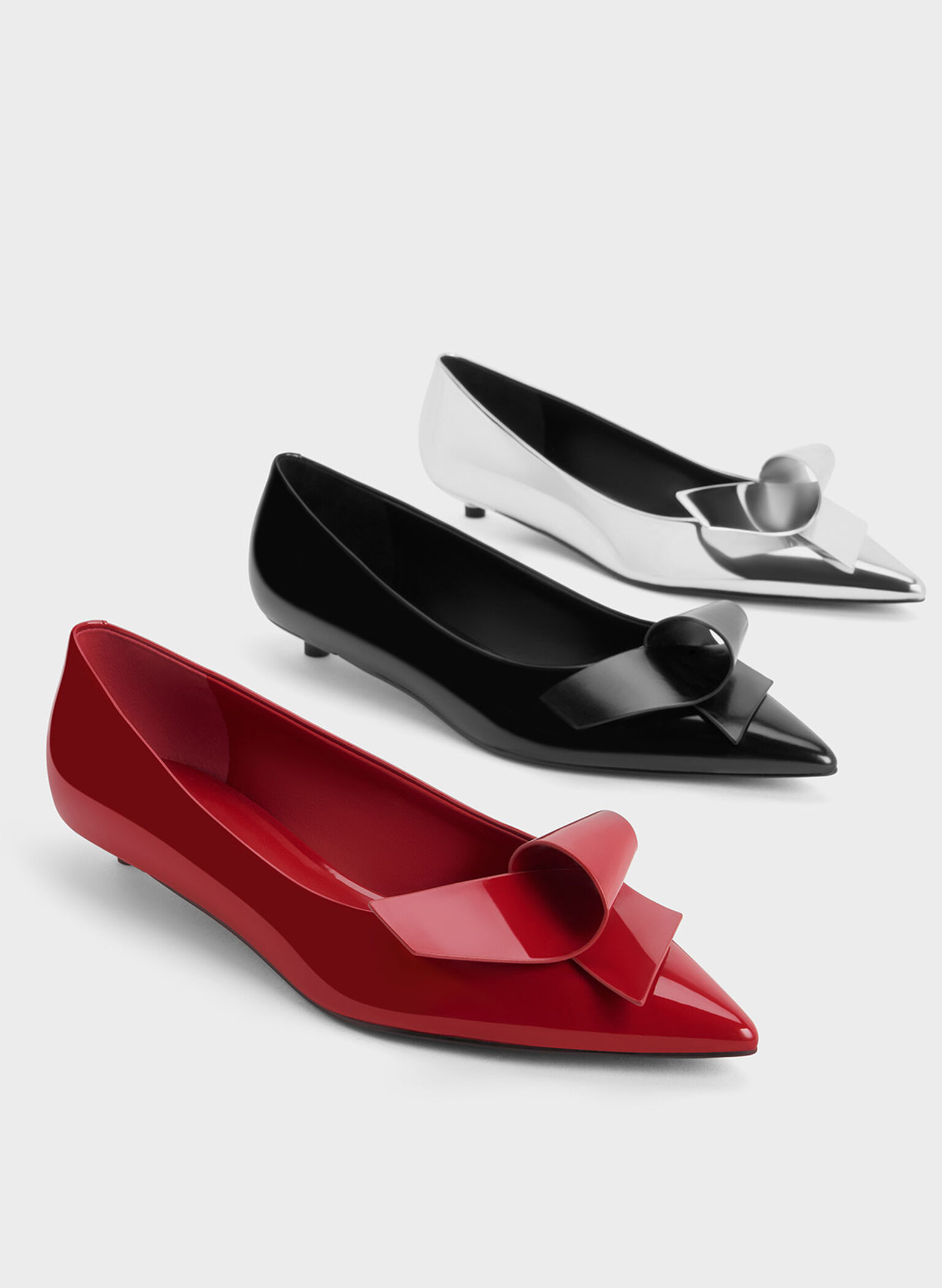 Sculptural Knot Pointed-Toe Flats, Black Box, hi-res