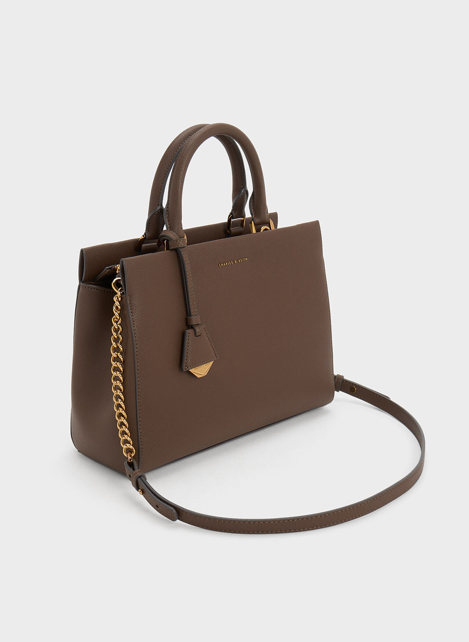 Mirabelle Structured Top Handle bag, Dark Brown, hi-res