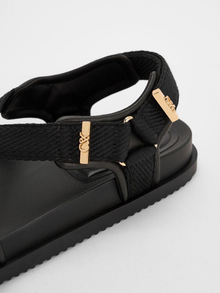 Granta Leather & Fabric Crossover Sports Sandals, Black, hi-res