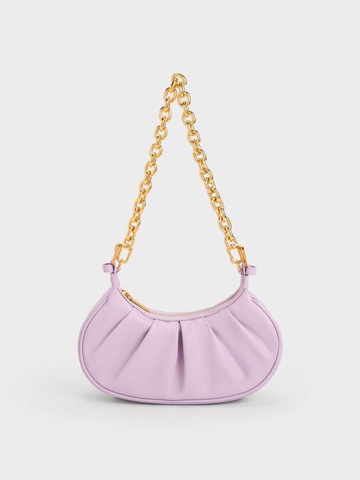 Duo Ruched Shoulder Bag, Lilac, hi-res