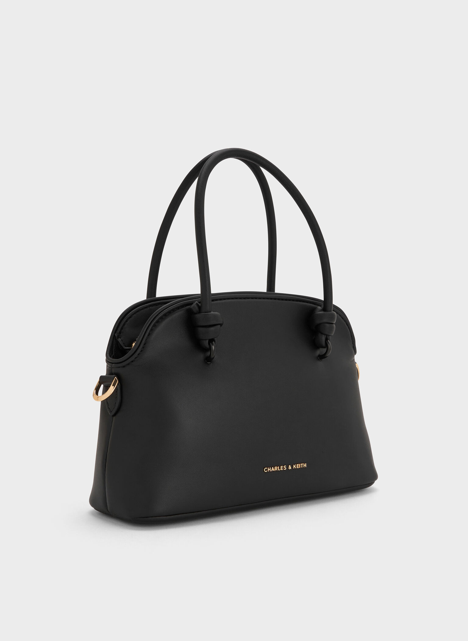 Sammie Knotted-Handle Bowling Bag, Black, hi-res