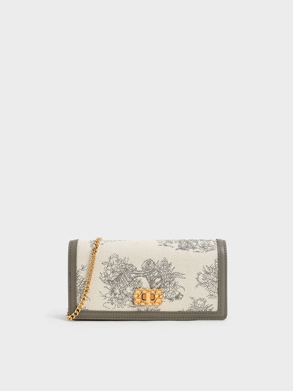 Lunar New Year Collection: Tiger Calligraphy Canvas Phone Pouch, Taupe, hi-res