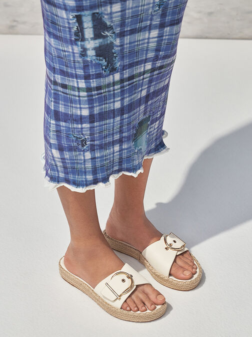 Buckled Espadrille Sandals, Cream, hi-res
