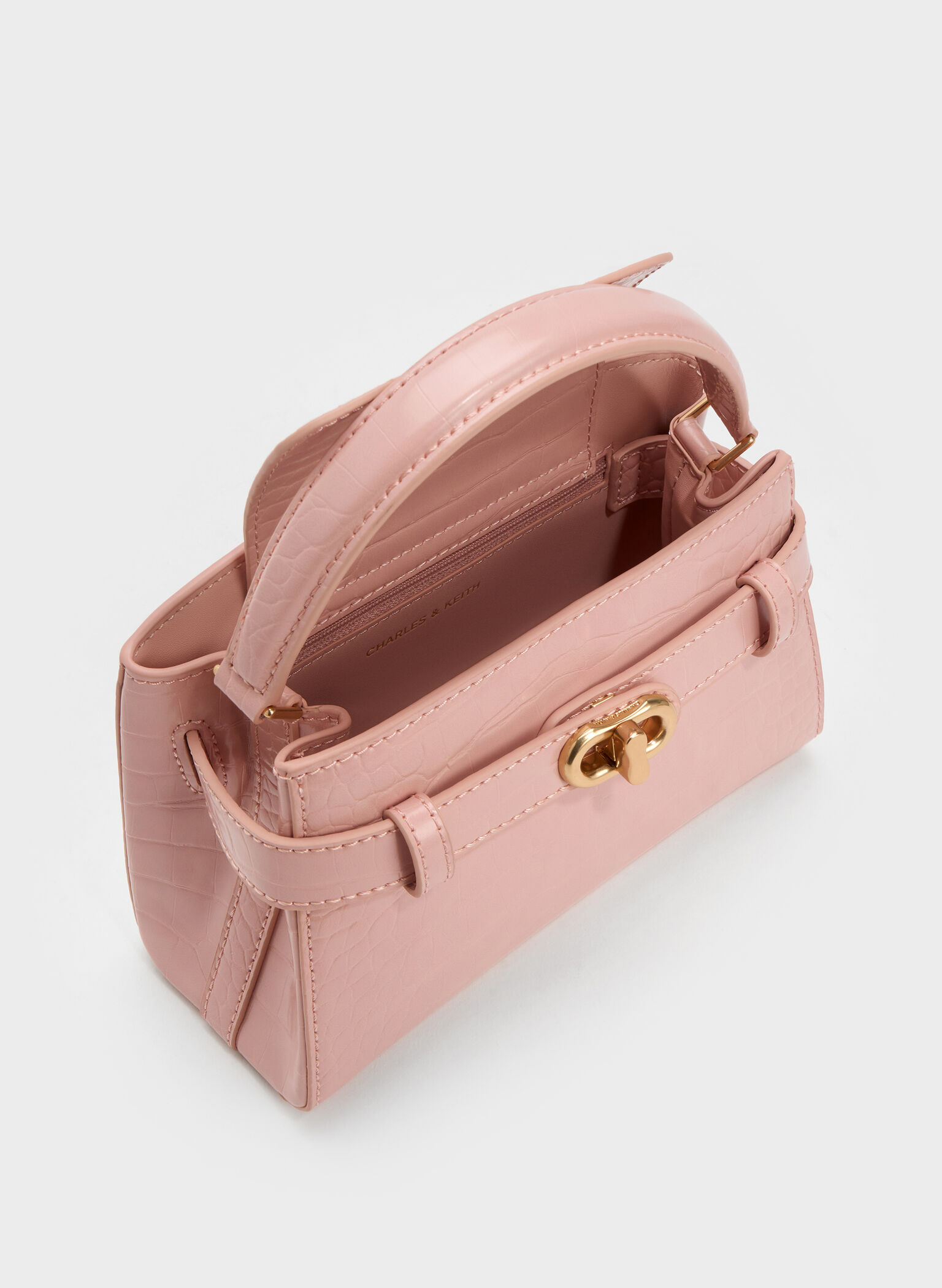Aubrielle Croc-Effect Top Handle Bag, Light Pink, hi-res