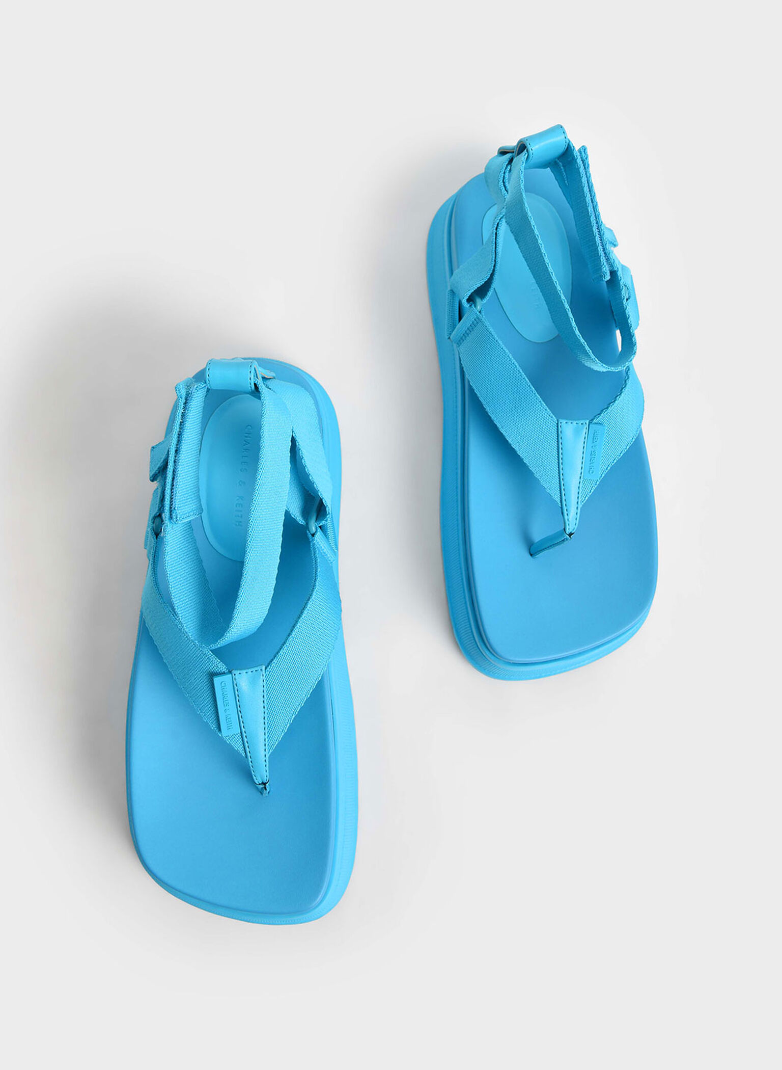 Joss Ankle-Strap Flatform Thong Sandals, Blue, hi-res
