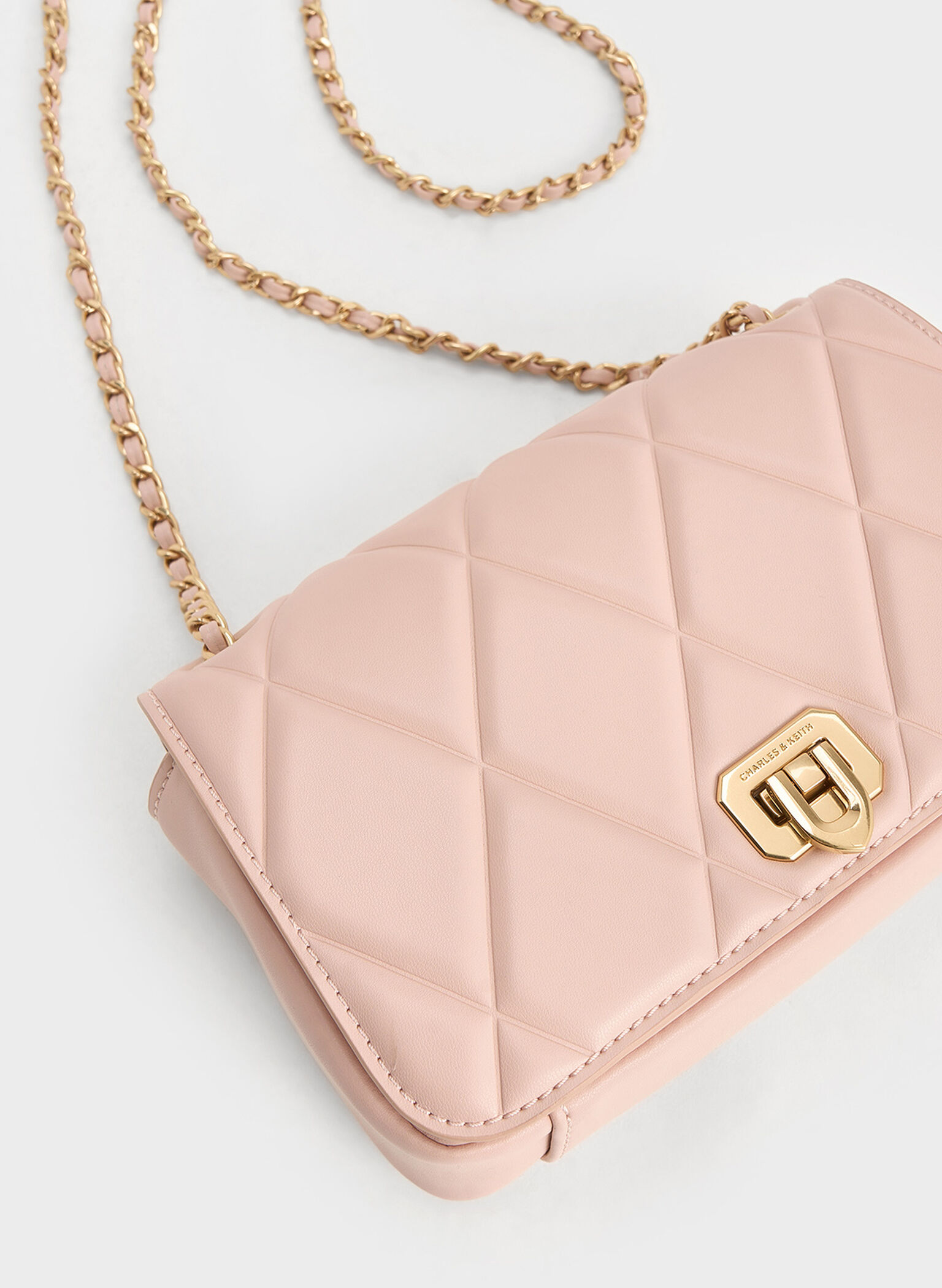 Arwen Diamond-Quilt Shoulder Bag, Light Pink, hi-res
