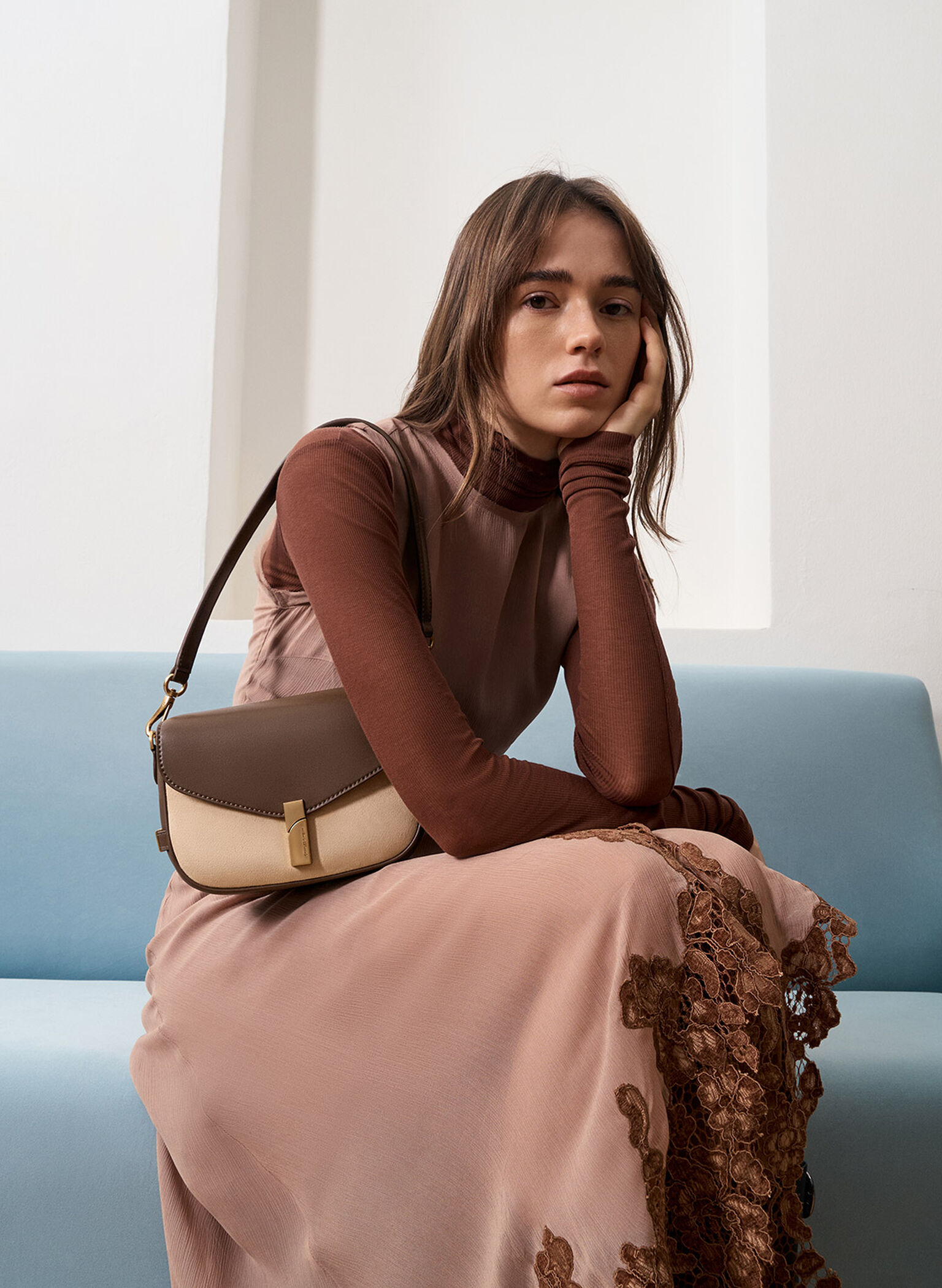 Aurelia Faux Suede Metallic-Accent Saddle Bag, Multi, hi-res