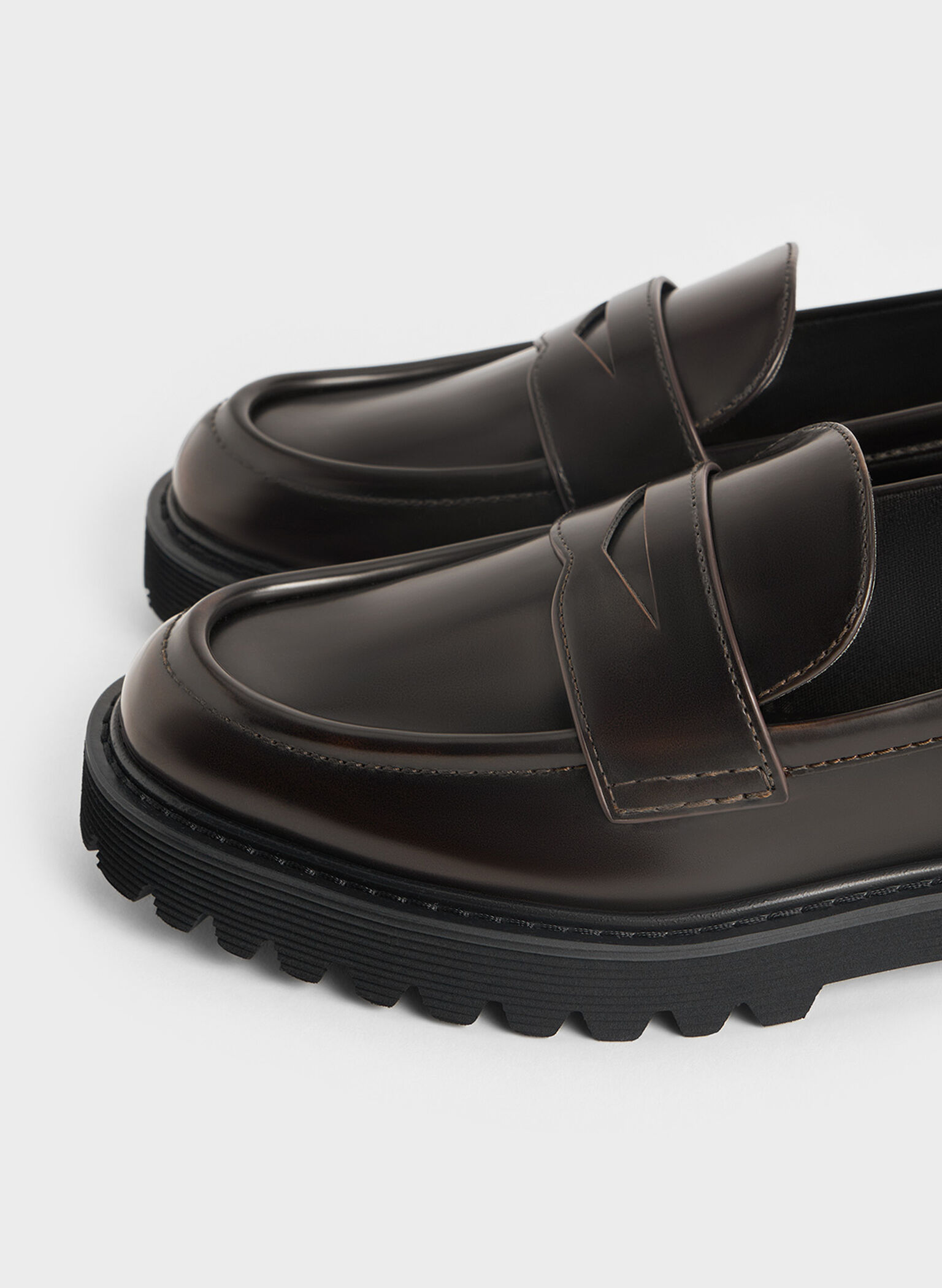 Kaiya Penny Loafers, Dark Brown, hi-res
