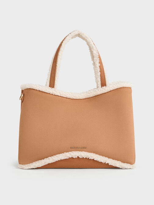 Sybill Faux Suede Fur-Trim Tote Bag, Multi, hi-res