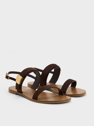 Yvette Double-Strap Sandals, Dark Brown, hi-res