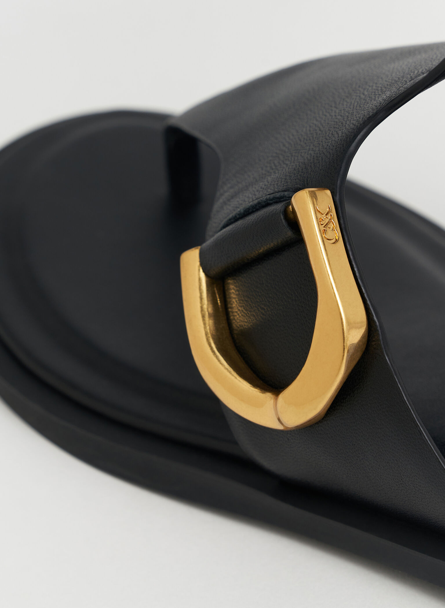 Gabine Leather Ankle-Strap Thong Sandals, Black, hi-res