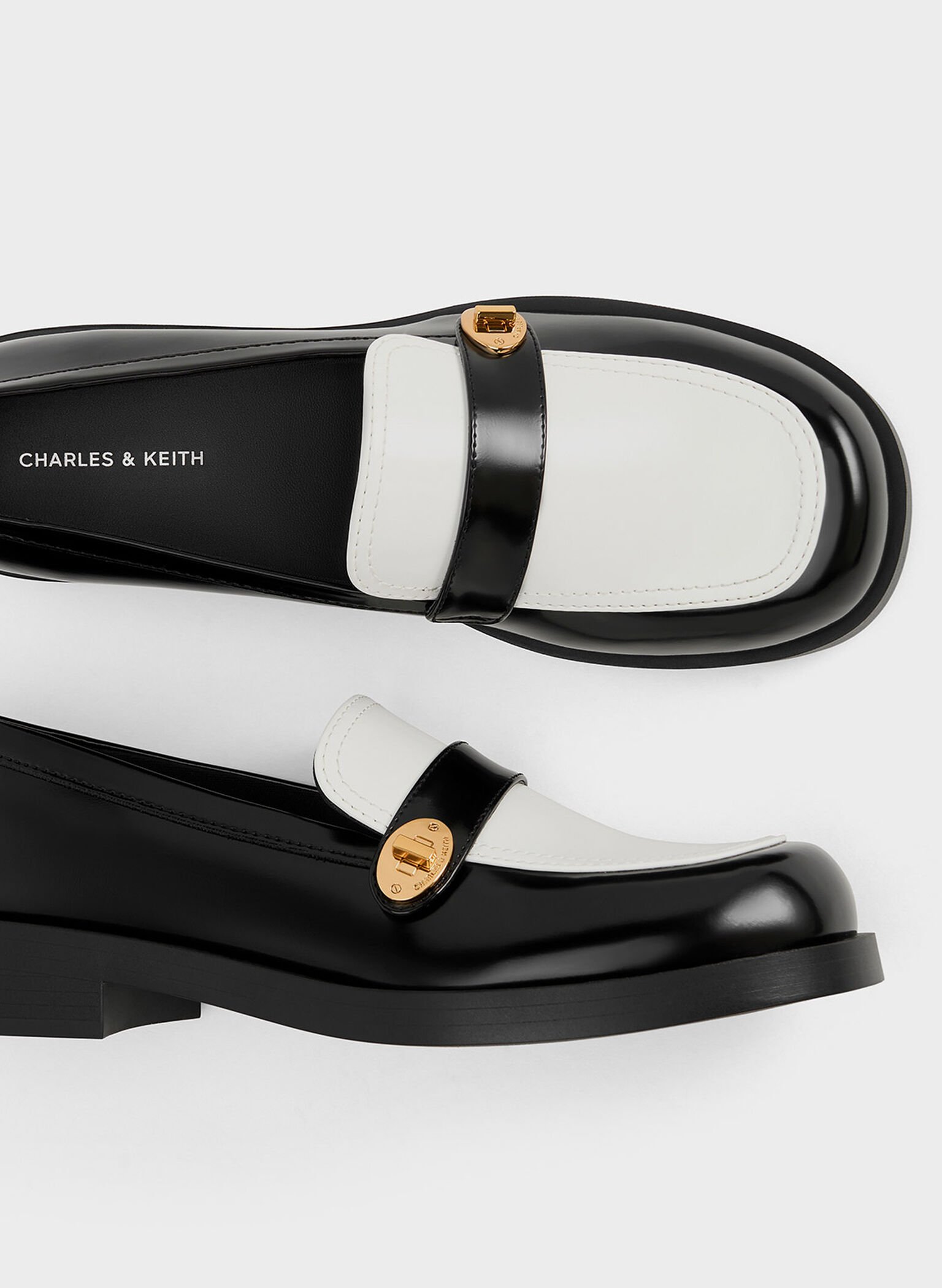 Hettie Two-Tone Metallic-Buckle Strap Loafers, Multi, hi-res