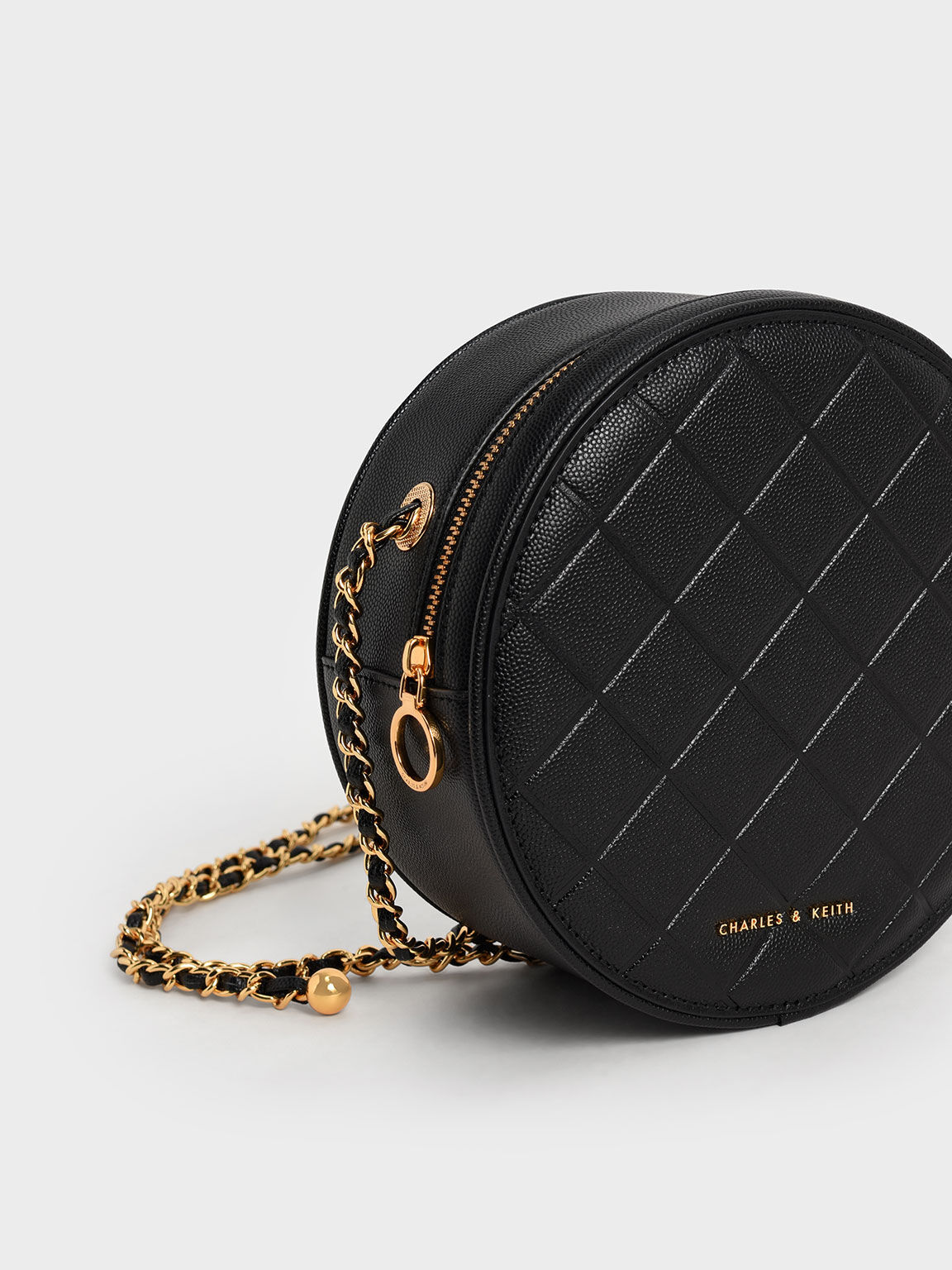 Black Kwan Quilted Circle Bag CHARLES KEITH UK