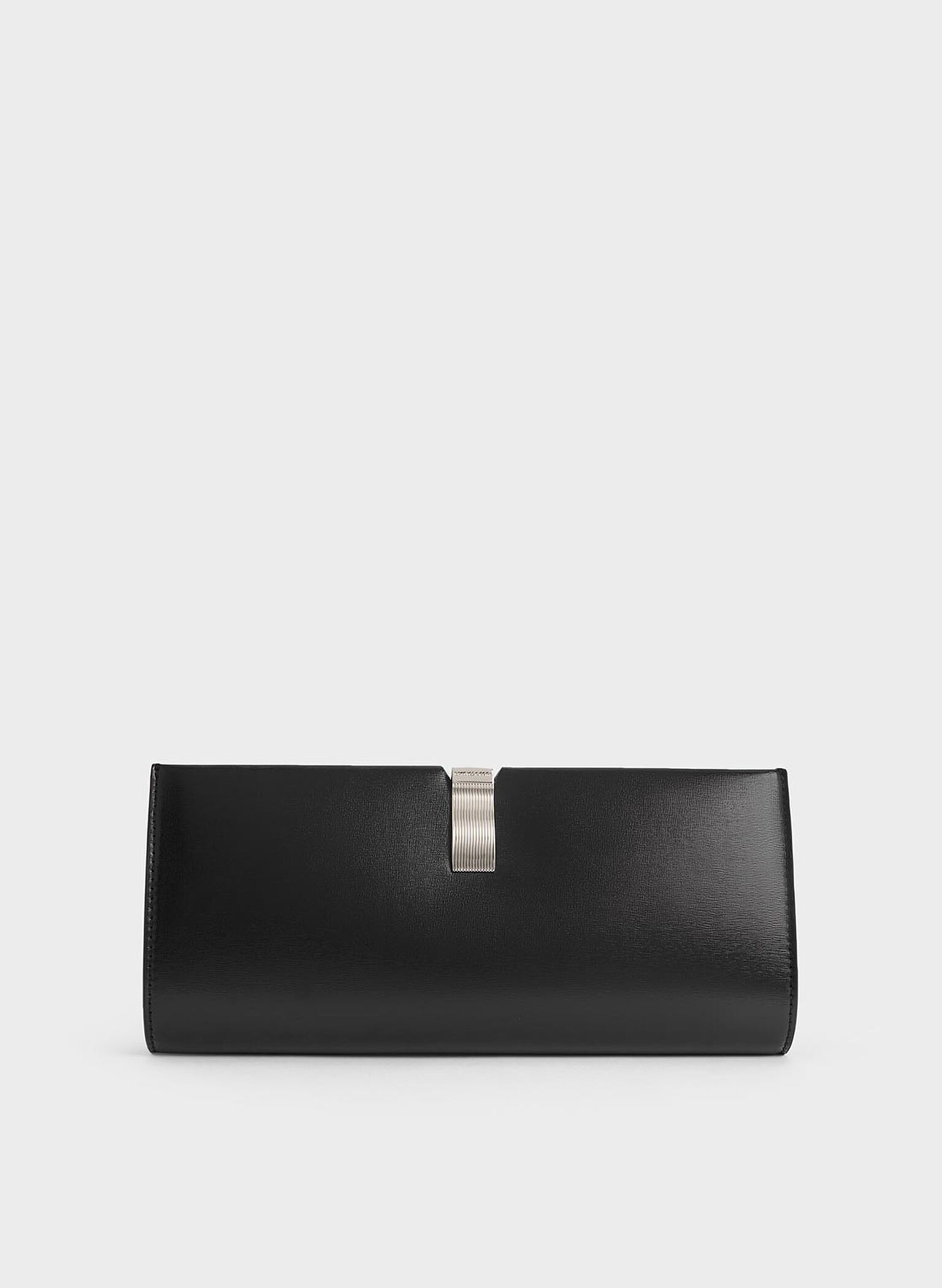 Wisteria Metallic-Accent Clutch, Noir, hi-res