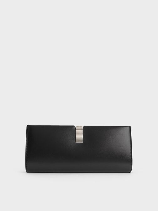Wisteria Metallic-Accent Clutch, Noir, hi-res