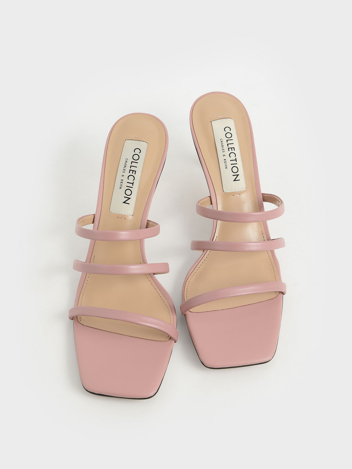 Strappy Heeled Mules, Pink, hi-res