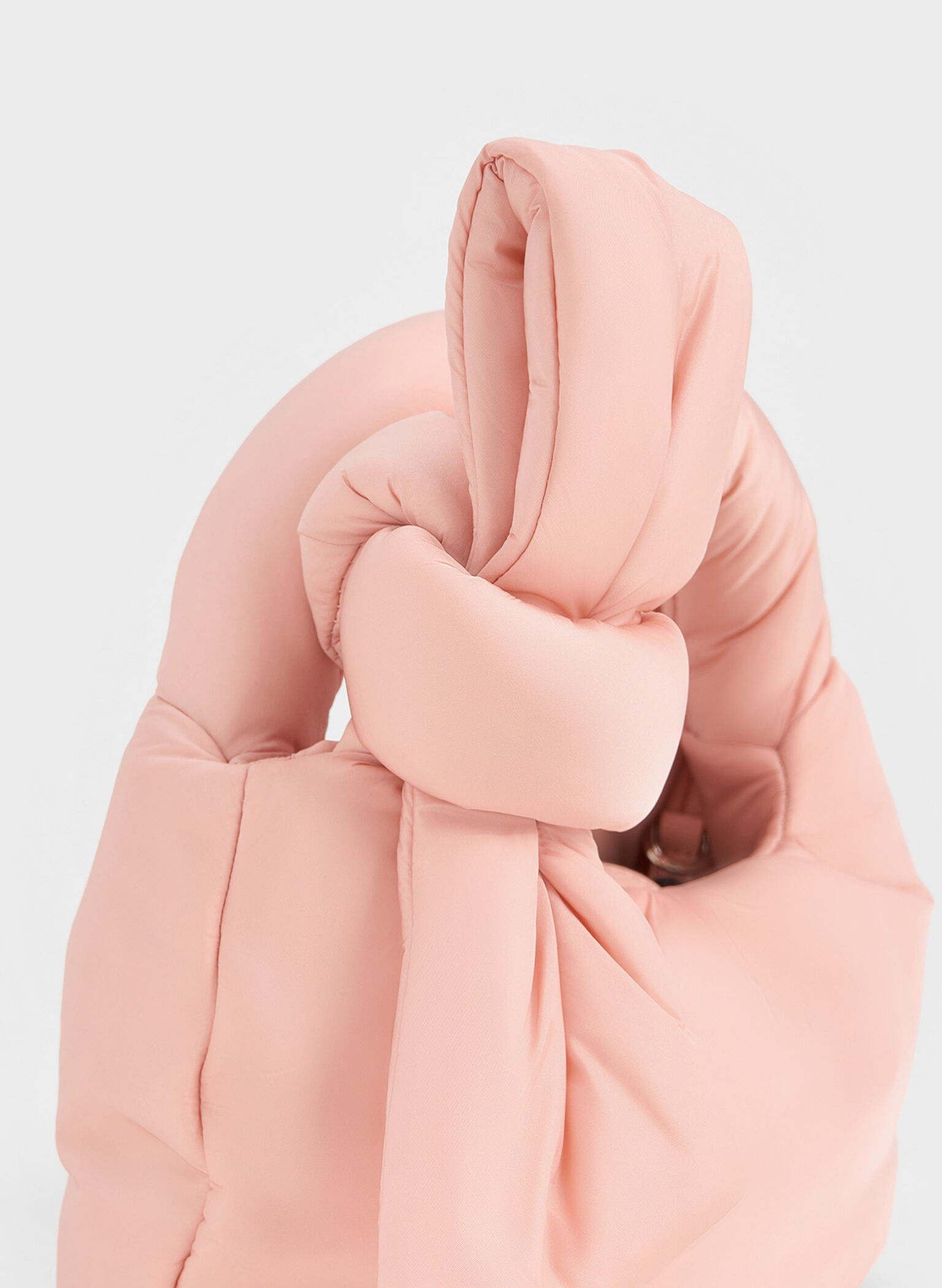 Delilah Nylon Bow Puffy Bag, Pink, hi-res