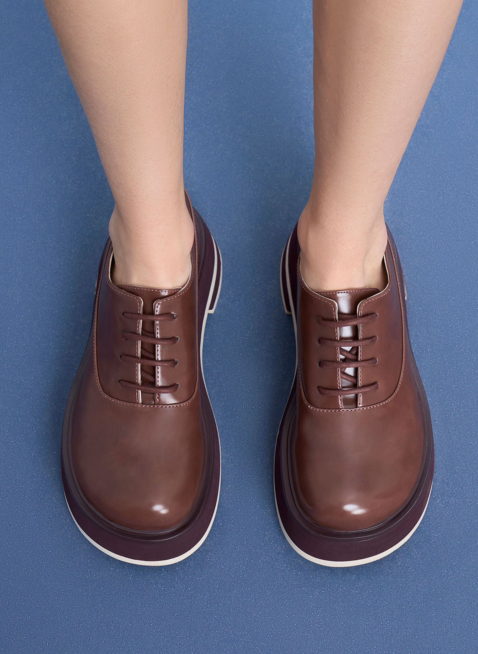 Striped Platform Oxfords, Maroon, hi-res