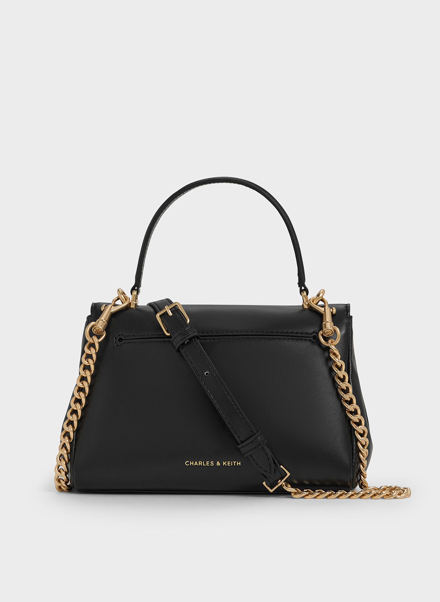 Lennie Chain-Strap Top Handle Bag, Black, hi-res