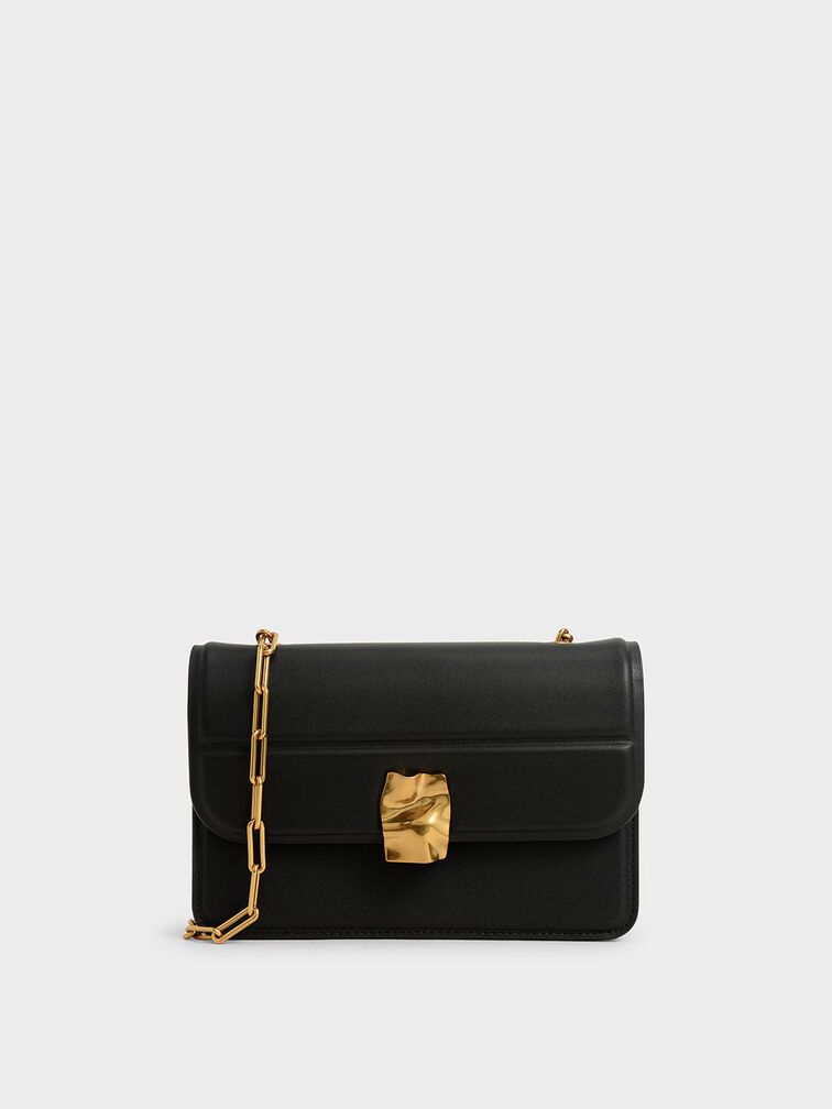 Textured Mini Wallet, Black, hi-res