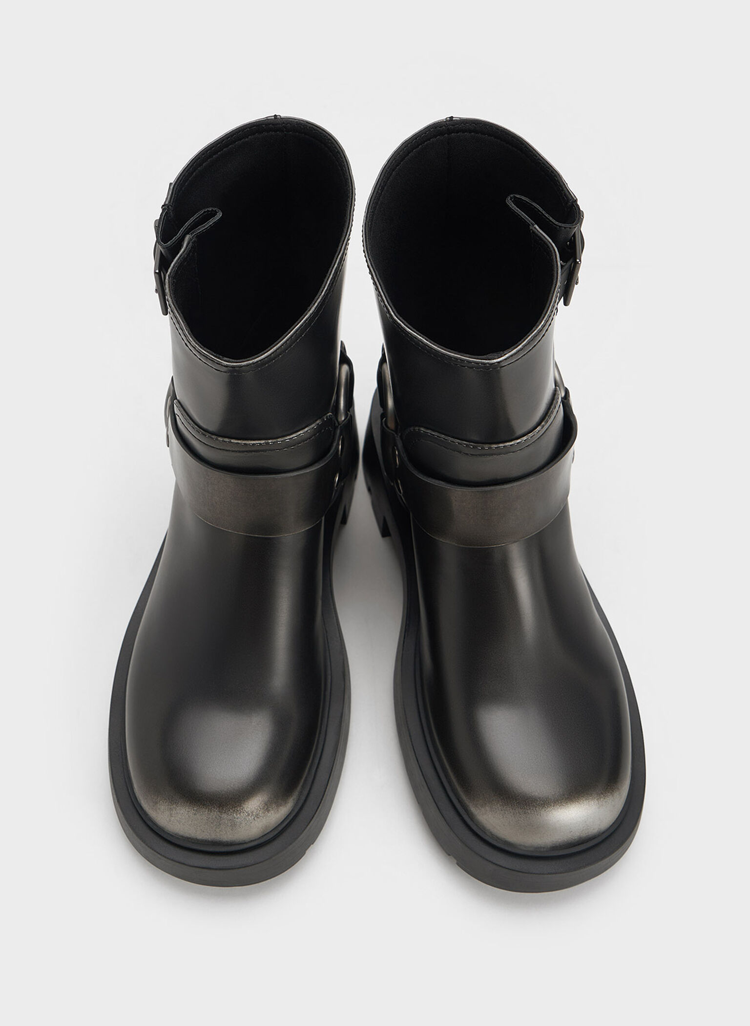 Metallic Buckled Ankle Boots, Silver, hi-res