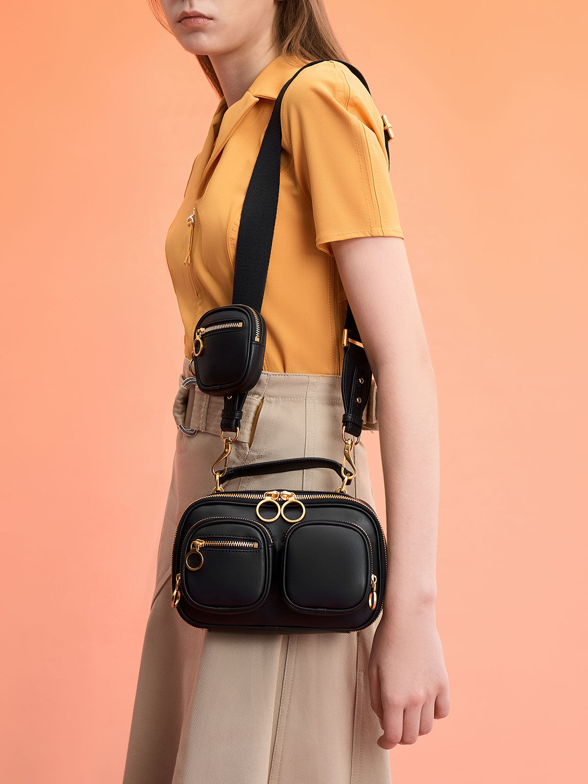 Black Multi Pouch Crossbody Bag CHARLES KEITH UK
