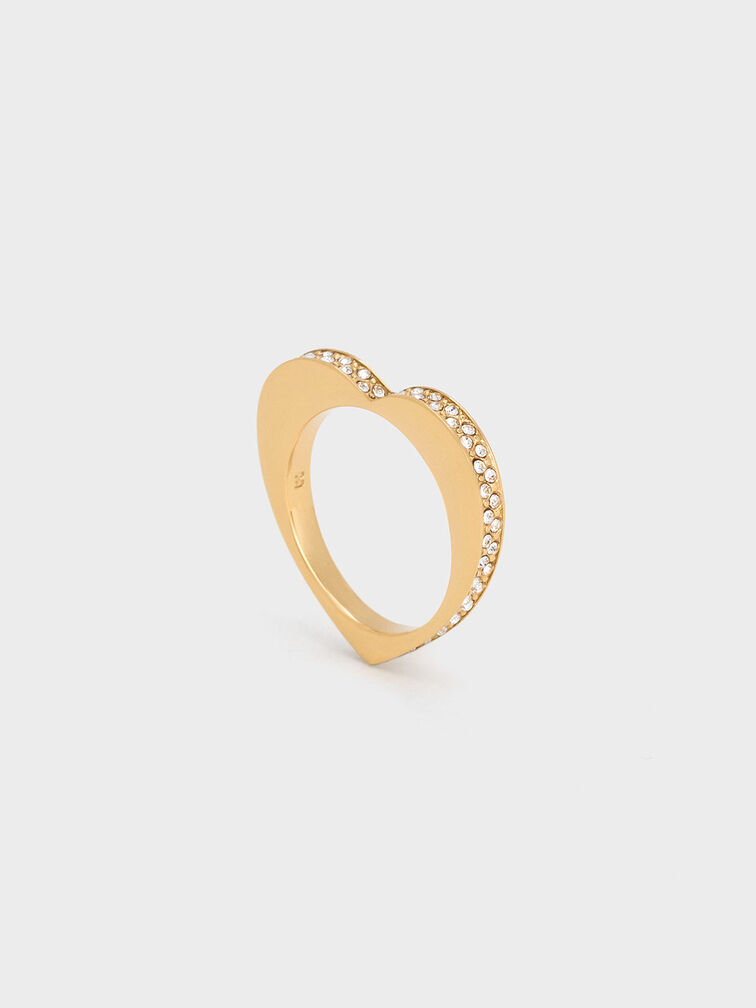 Malorie Crystal Heart Ring, Gold, hi-res