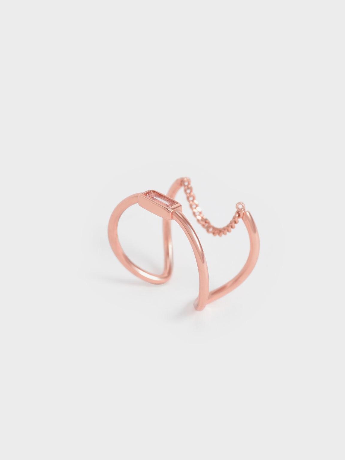 Crystal-Embellished Sculptural Ring, Rose Gold, hi-res